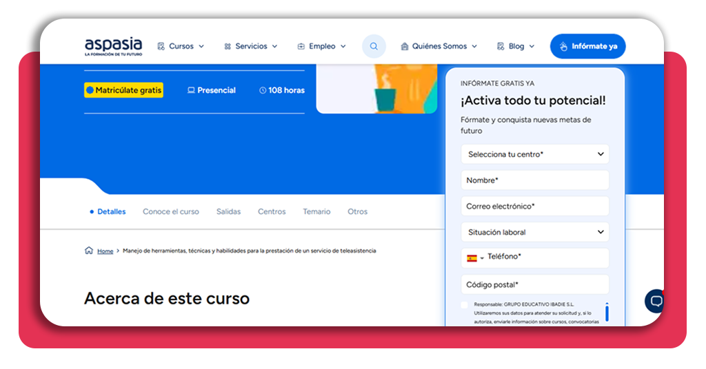 Curso teleasistencia gratis: plazas abiertas para desempleados 4 curso teleasistencia gratis