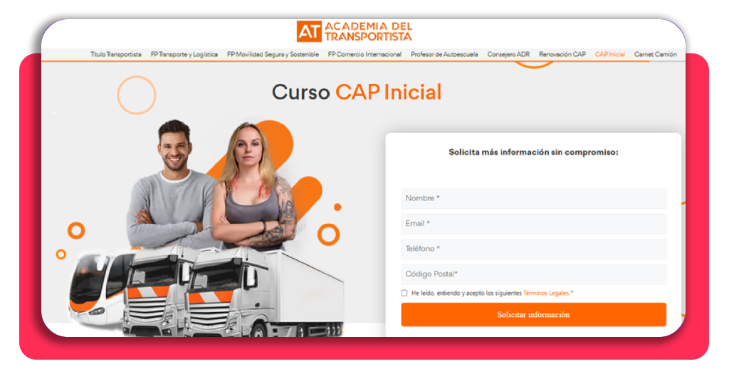 Curso CAP gratis: obtén tu certificado oficial subvencionado 5 Captura de pantalla selección CAP Inicial en la web