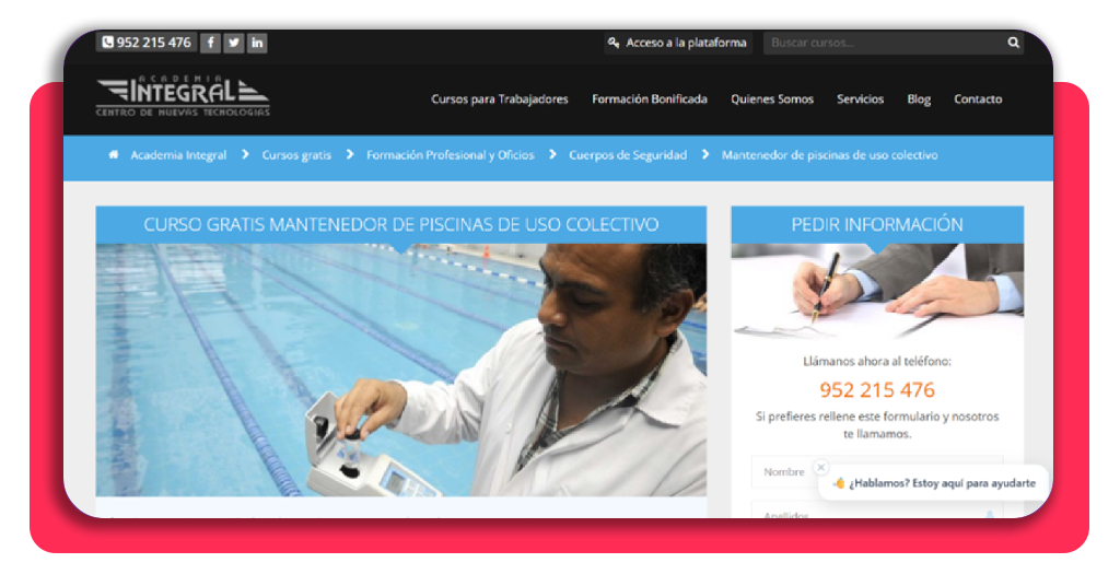 Curso gratis de limpieza de piscinas: empleo de verano asegurado 2 Ficha del curso de mantenedor de piscinas en Academia Integral