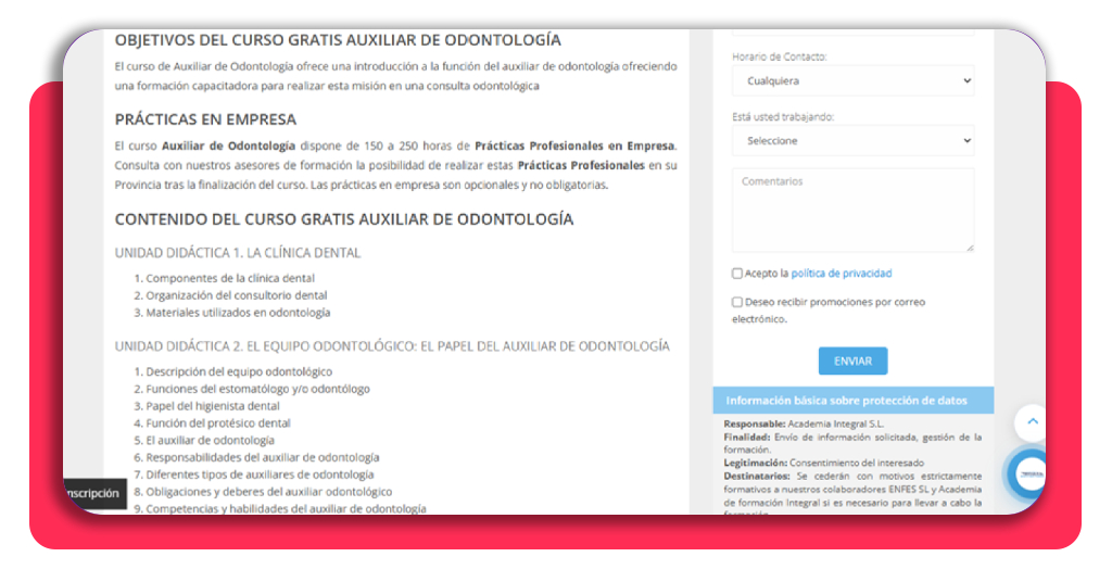 Sal del paro: curso auxiliar de odontología gratis ¡Últimas Plazas! 2 Portal web Academia Integral - curso auxiliar odontología