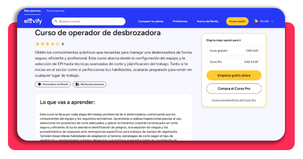 Temario del curso de operador de desbrozadora
