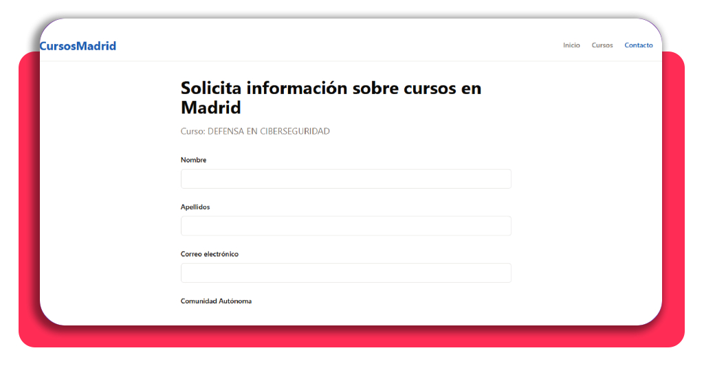 Curso gratis de ciberdefensa: Inscríbete antes de que se agoten 4 Persona completando el formulario de inscripción al curso gratis de ciberdefensa