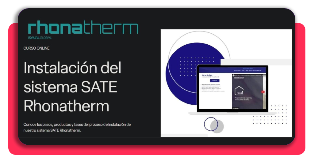 Pantalla de inicio del curso online de instalación SATE Rhonatherm