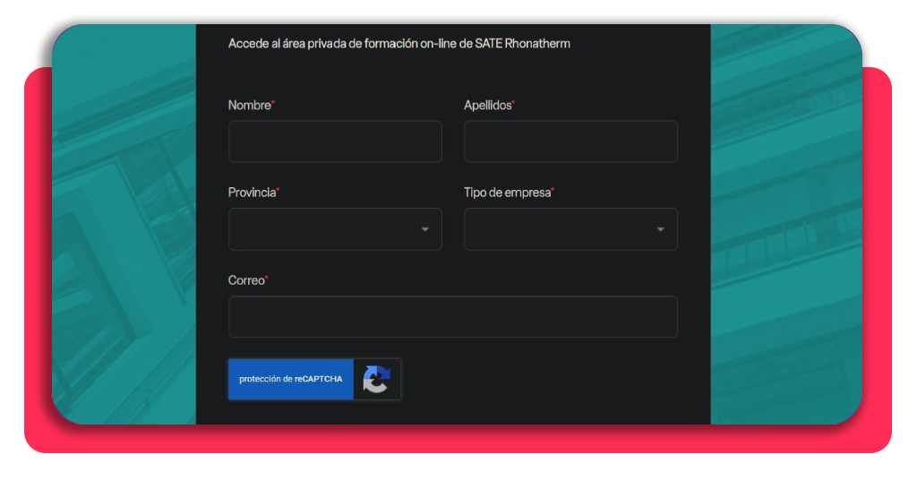 Formulario de registro para el curso SATE Rhonatherm