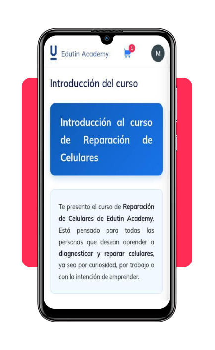 Primera lección del curso de reparación de celulares en Edutin Academy