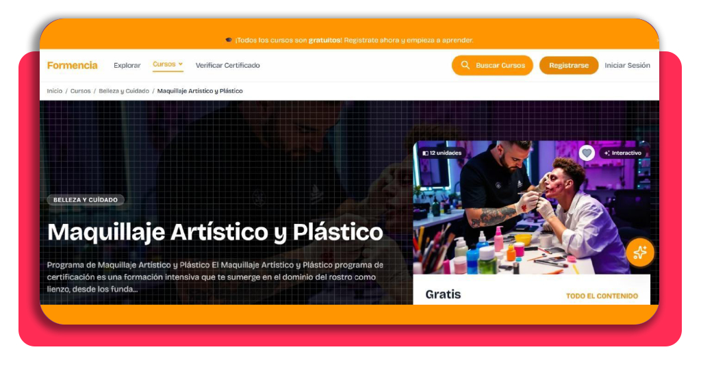 Maquillaje y caracterización: Inscríbete al curso gratis hoy 3 Ficha del curso de maquillaje artístico en Formencia