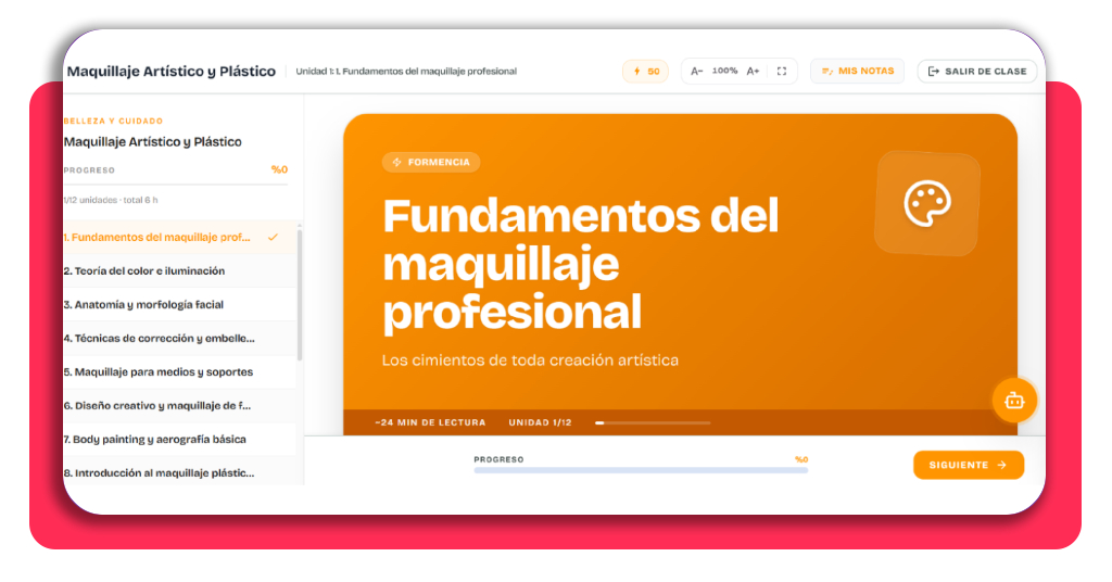 Maquillaje y caracterización: Inscríbete al curso gratis hoy 5 Aula virtual del curso de maquillaje y caracterización