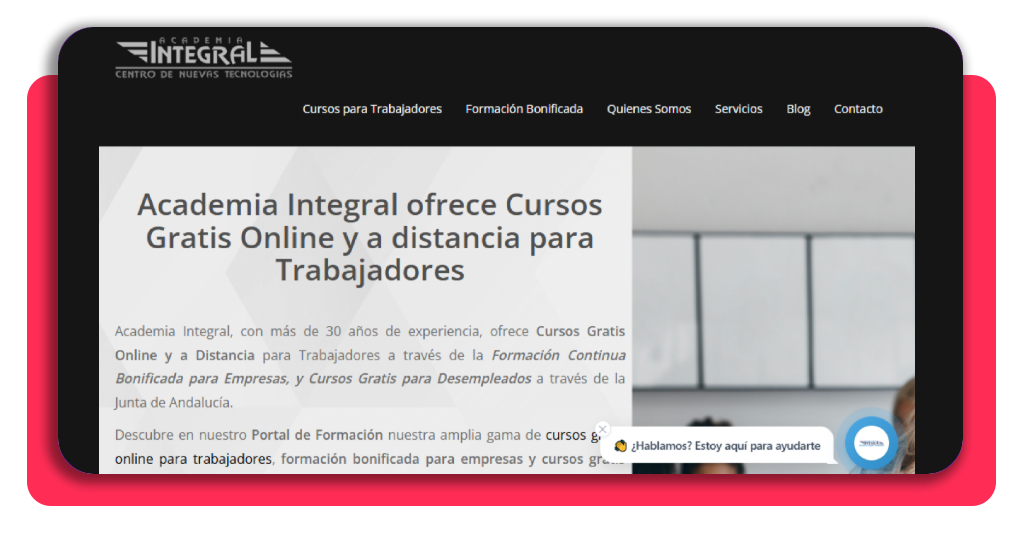 Acceso a la plataforma Academia Integral para el curso de celador sanitario