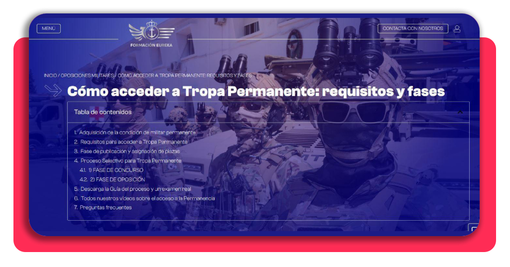 Asegura tu plaza fija: curso tropa permanente ¡Inscríbete ya! 3 Persona informándose sobre el proceso de acceso a tropa permanente
