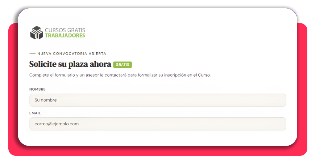 Control de plagas: aprende con un curso profesional gratis 5 Paso 3 - Escribir los datos solicitados en el formulario de inscripción