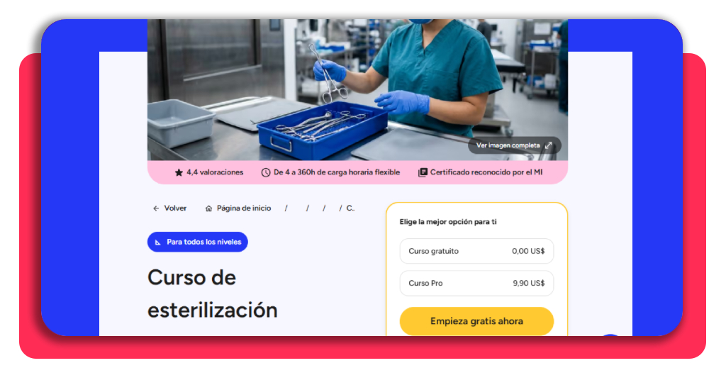 Curso técnico esterilización gratis: inscríbete hoy mismo 5 Paso 3 selección de modalidad gratuita en el curso de esterilización de Elevify