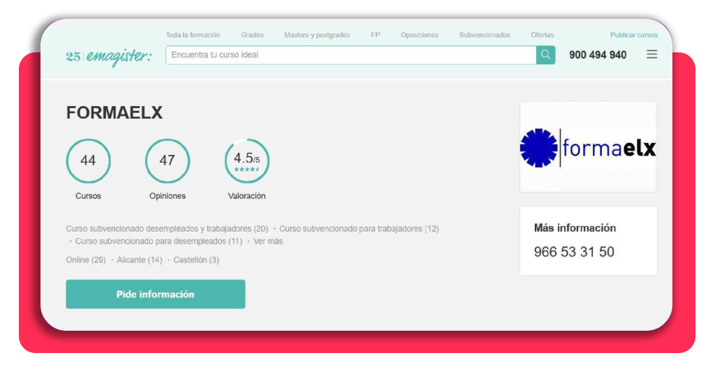 Persona contactando con el centro de formación FORMAELX para inscribirse
