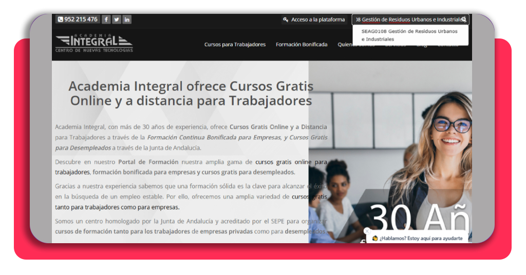 Curso de gestión de residuos gratis: certifícate y encuentra empleo 4 Plataforma web de Academia Integral con buscador de cursos SEAG0108