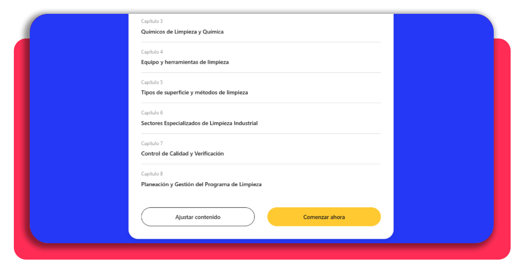 Curso de limpieza industrial gratis: aprende el manejo de máquinas 5 Pantalla de edición de duración del curso de limpieza industrial en Elevify