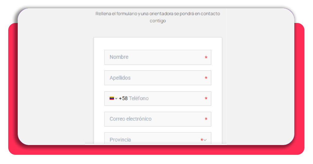 Formulario de inscripción al curso de instalador de telecomunicaciones en Aula Campus