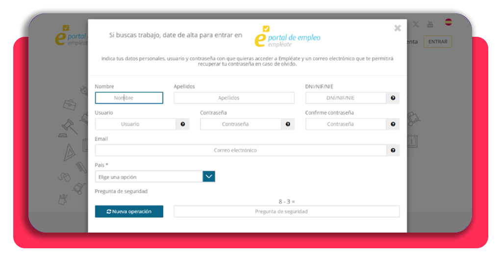 Inscríbete en las ofertas de empleo del SEPE: guía para postularte 4 Formulario de datos personales en Empléate