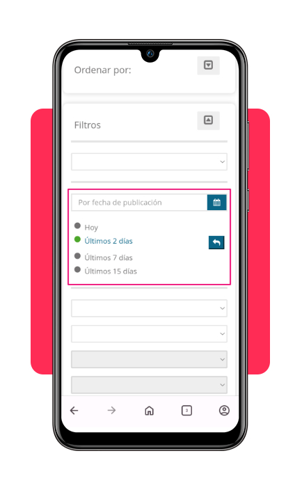 Filtro de fecha en búsqueda de ofertas del SEPE en Empléate