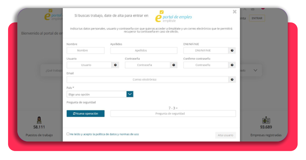 Miles de ofertas en el SEPE: postúlate GRATIS ya 3 Formulario de datos personales en Empléate