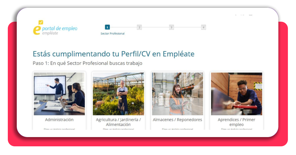 Miles de ofertas en el SEPE: postúlate GRATIS ya 4 Creación del perfil profesional en Empléate