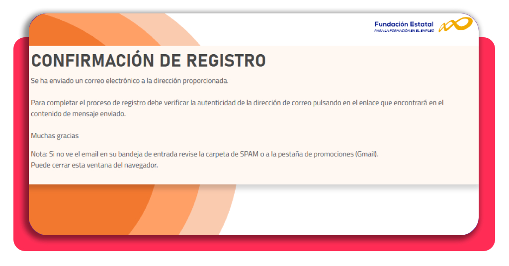 Inmigrante, así encuentras cursos gratis para acceder a empleo (SEPE) 8 Confirmación de correo electrónico para completar el registro en el SEPE