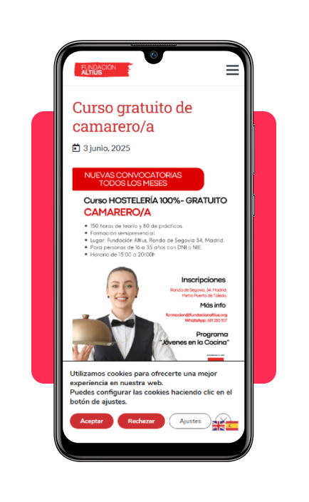 Empleo rápido en hostelería: curso de camarero con certificado gratis 3 Accede al portal de Fundación Altius desde tu móvil