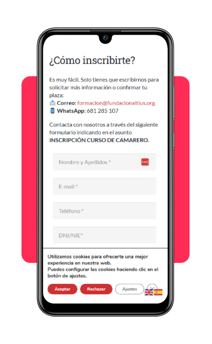 Empleo rápido en hostelería: curso de camarero con certificado gratis 4 Formulario de inscripción al curso de camarero