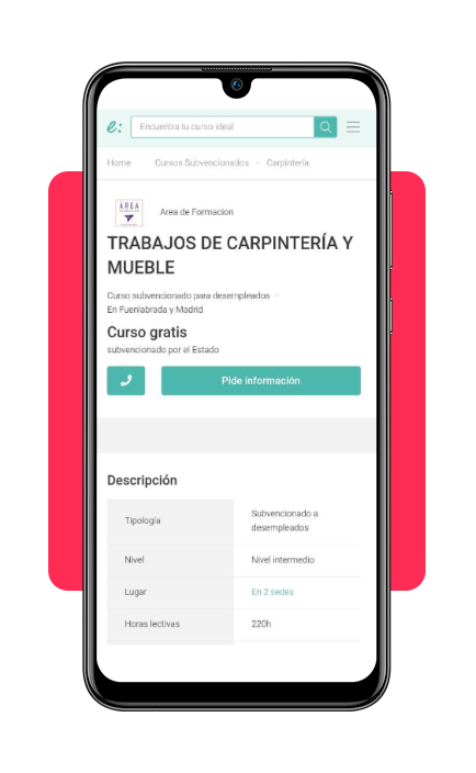España necesita carpinteros: curso gratis para inmigrantes 3 Portal web del curso de carpintería en Emagister