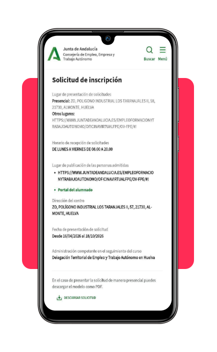 Conviértete en carretillero: curso de conducción de carretillas gratis 5 Inscripción telemática al curso de conducción de carretillas gratis