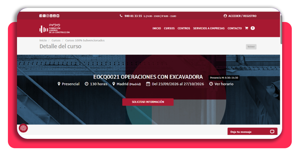 Curso de operaciones con excavadora gratis sin experiencia previa 3 Ficha oficial del curso EOCQ0021 Operaciones con excavadora - Paso 2
