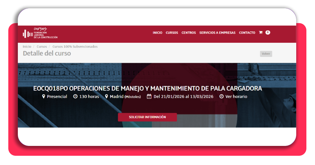 Curso pala cargadora gratis: consigue tu primer empleo sin experiencia 2 Plataforma oficial de la Fundación Laboral de la Construcción para inscripción al curso pala cargadora gratis