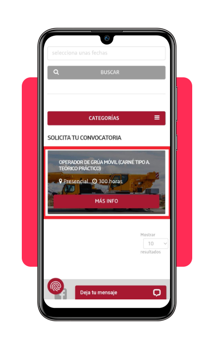 Sé operador de grúa móvil gratis: carnet tipo A 4 Resultado del curso de operador de grúa móvil con botón Más info