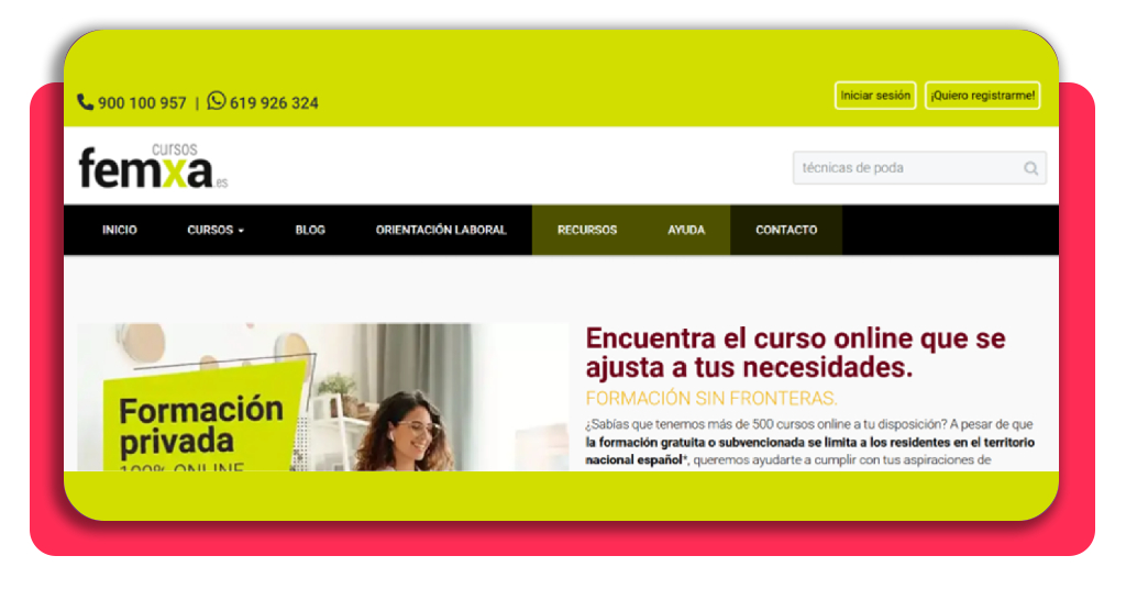 Paso 1 accede a cursos Femxa para trabajar con árboles