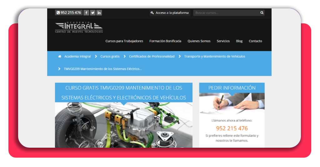 Paso 1 para acceder al curso gratis de electromecánica en Academia Integral