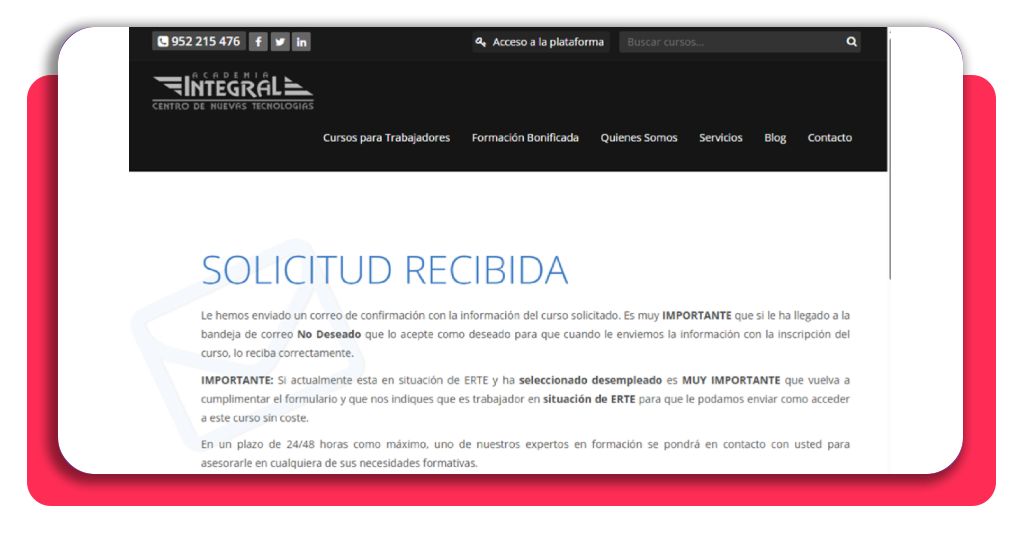 Paso 3 para confirmar la solicitud del curso gratis de electromecánica