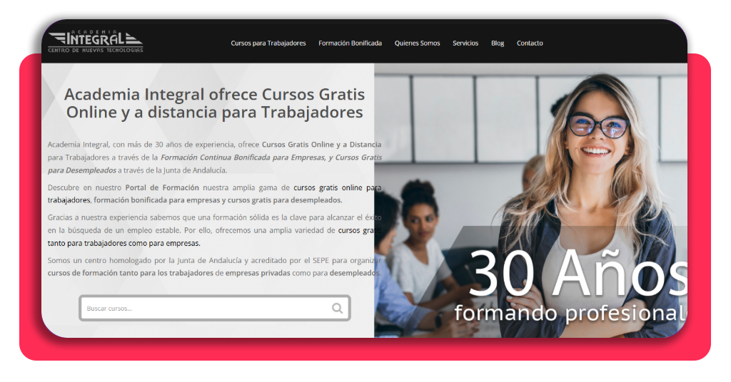 Cuidador de mayores con el curso SEPE: nunca te va a faltar trabajo 1 Plataforma Academia Integral - búsqueda del curso SSCS0108