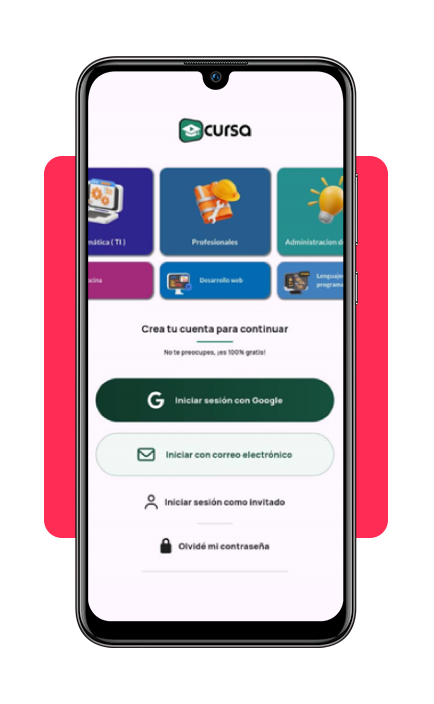 Albañilería como autónomo: cómo profesionalizarse en línea 2 Pantalla de registro en la plataforma Cursa para el curso de albañilería