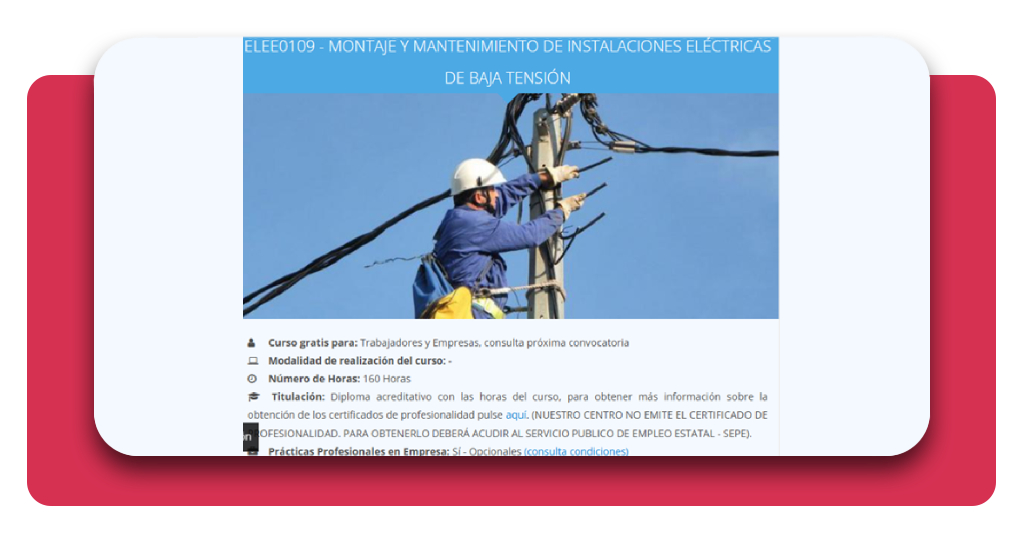 Descubre cuánto gana un electricista y fórmate GRATIS 2 Página del curso ELEE0109 en Academia Integral