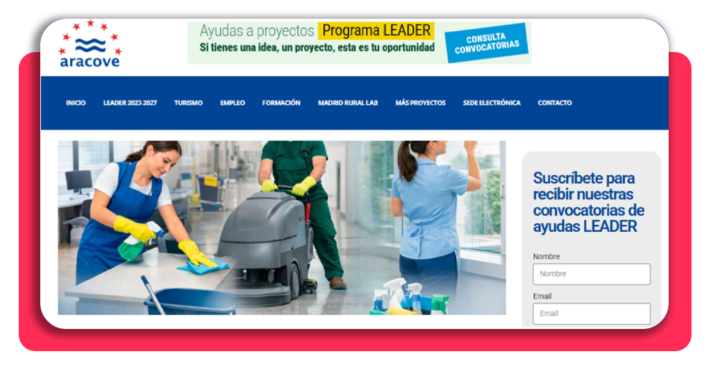 Curso de limpieza en edificios 100% GRATIS sin estudios 1 Captura de pantalla del sitio web de Aracove con el listado de cursos disponibles
