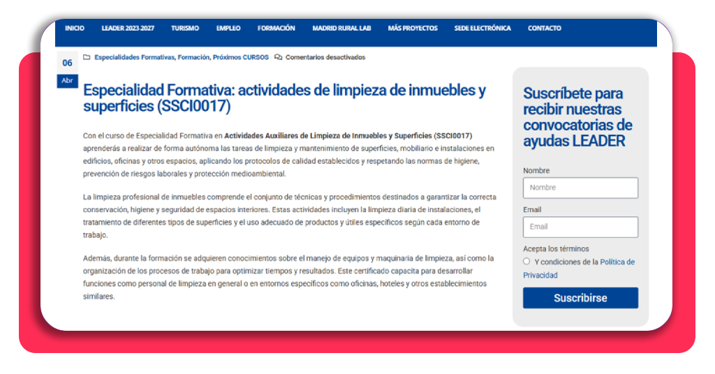Curso de limpieza en edificios 100% GRATIS sin estudios 2 Información del curso de limpieza en edificios en la web de Aracove