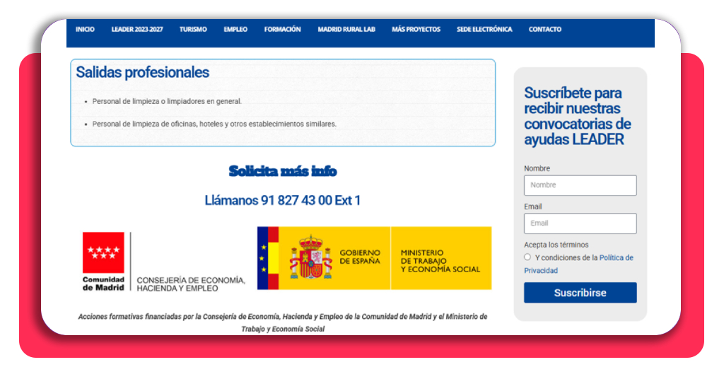 Curso de limpieza en edificios 100% GRATIS sin estudios 3 Datos de contacto del curso de limpieza en edificios SSCI0017 en Aracove