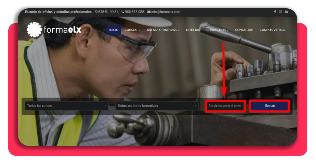 Curso de control de plagas para trabajar de INMEDIATO 2 Paso 1 accede a la web oficial de Formaelx y busca el programa de control de plagas