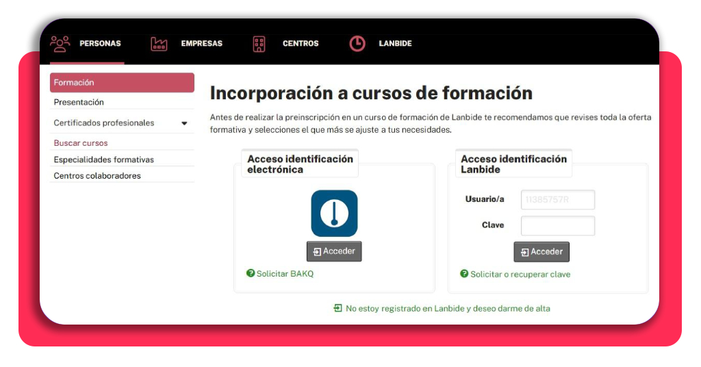 Trabaja en fábrica con este curso 100 % GRATIS (con certificado) 4 Paso 4 completa el proceso de inscripción en Lanbide